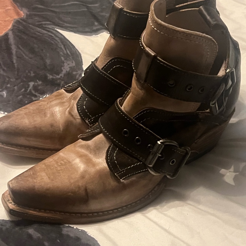 Freebird by Steven Brown and Black Leather Buckle Cowboy Boots